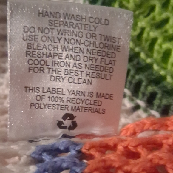 Hippie Rose Crochet Mesh Striped Sweater L | Y2K Boho Knit Pullover - Picture 8 of 8